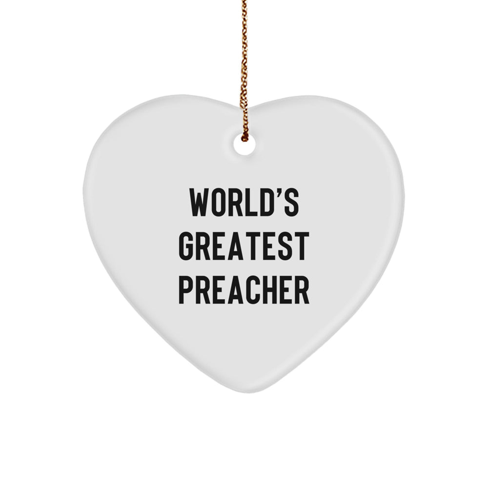 World's Greatest Preacher Funny Heart Ornament Gifts from Friends to Preacher, Preacher Heart Ornament, Inspirational Christmas Unique Gifts for Preachers - Image 1