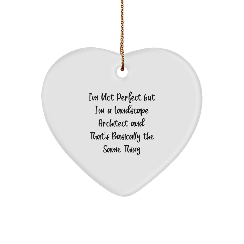 Funny Landscape Architect Gifts for Men - 'I'm Not Perfect' Heart Ornament, Unique Christmas Memorable Present from Friends or Coworkers - Image 1
