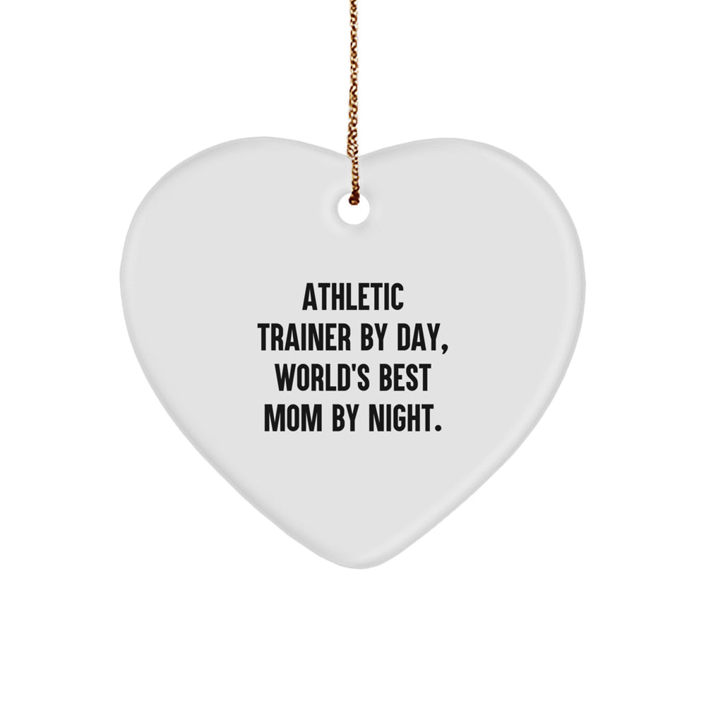 Athletic Trainer Gifts from Mom - 'By Day, World's Best Mom By Night.' Heart Ornament for Christmas - Image 1