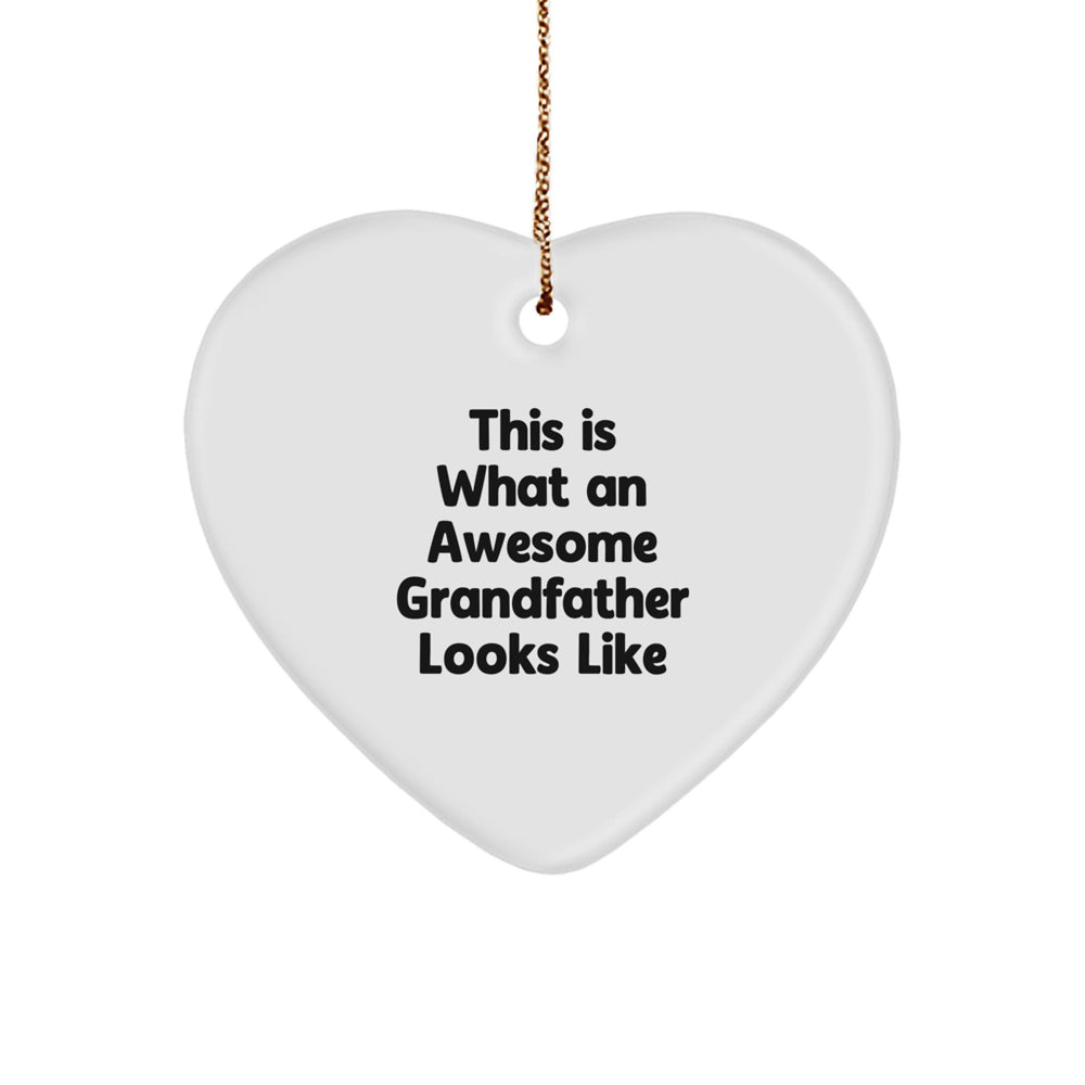 Funny Grandfather Gifts for Men, Heart Ornament 'This Is What An Awesome Grandfather Looks Like' Christmas Unique Gifts from Family - Image 1