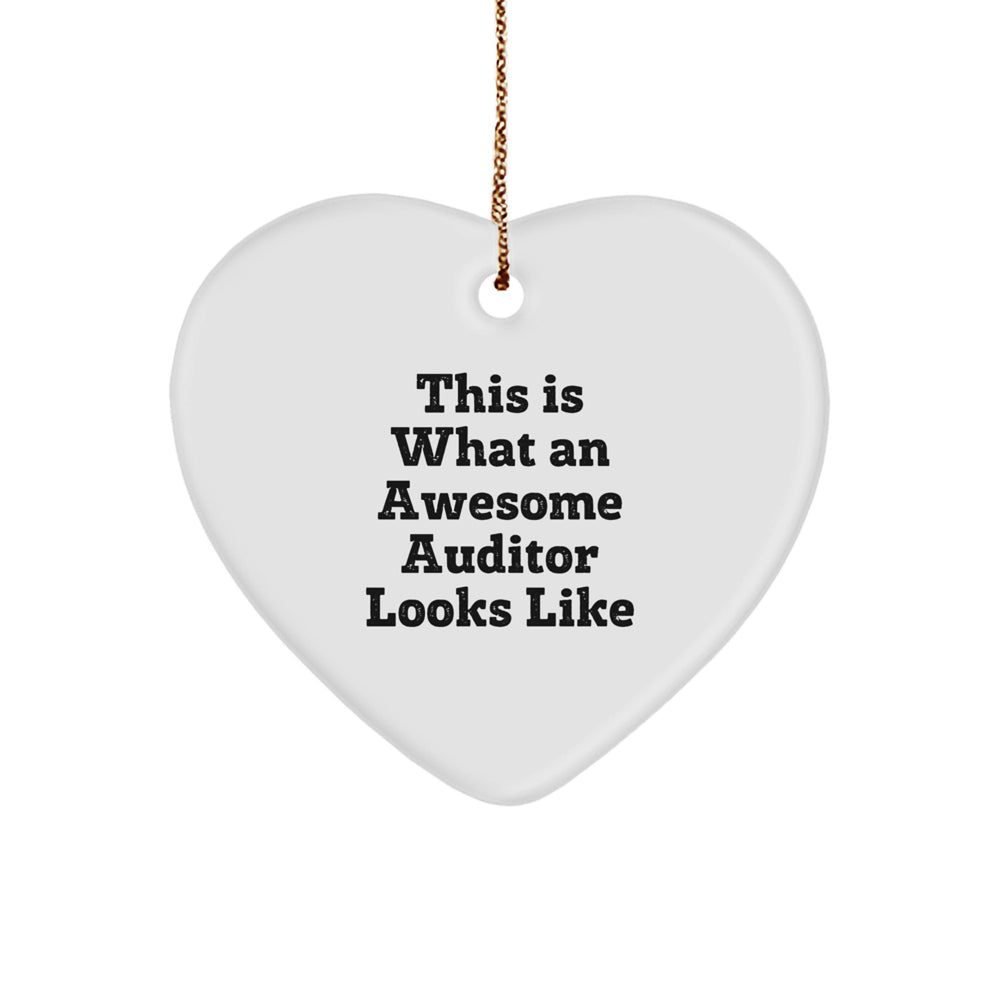Funny Auditor Gifts from Friends for this Awesome Christmas Heart Ornament Quote 'This Is What An Awesome Auditor Looks Like' - Unique Auditor Heart Ornament, Gifts for Auditor - Image 1