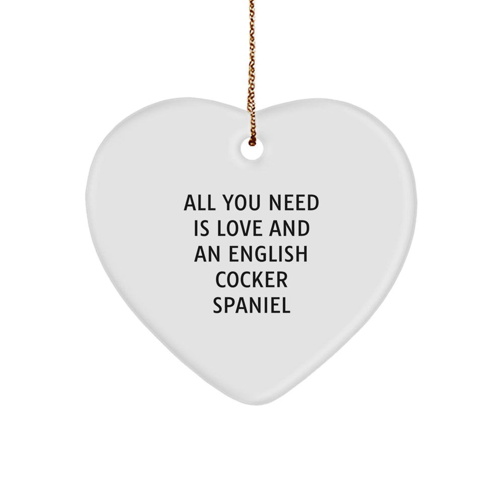 English Cocker Spaniel Dog Love Gifts from Friends, Heart Ornament for Christmas, Inspirational Quote - Image 1