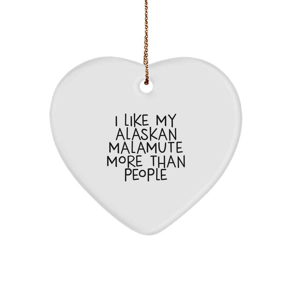Funny Alaskan Malamute Dog Gifts from Men to Friends and Family - Heart Ornament for Christmas - Image 1