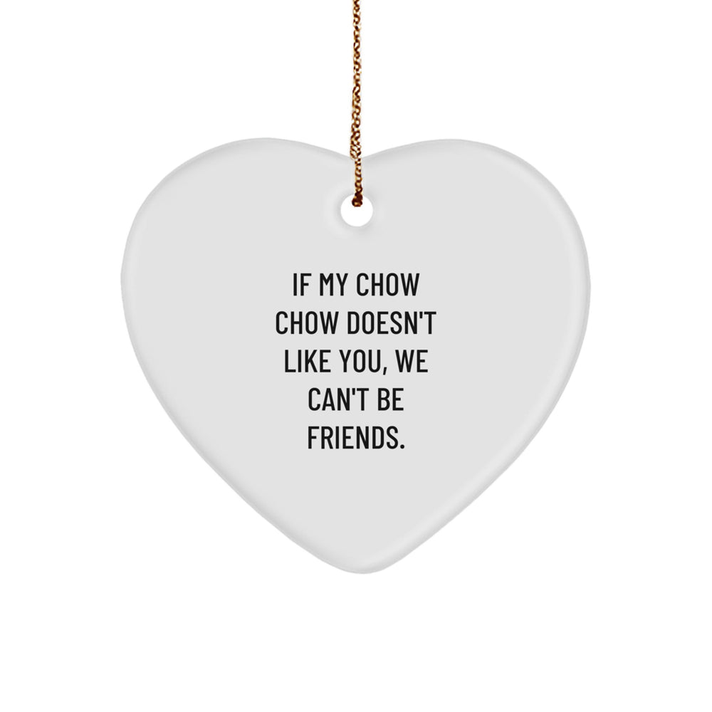 Chow Chow Dog Lover Gifts from Friends for Chow Chow Dog Owners Funny Heart Ornament, White, 2.75'' Tall, Christmas Unique Gifts for Chow Chow Dog Fans - Image 1