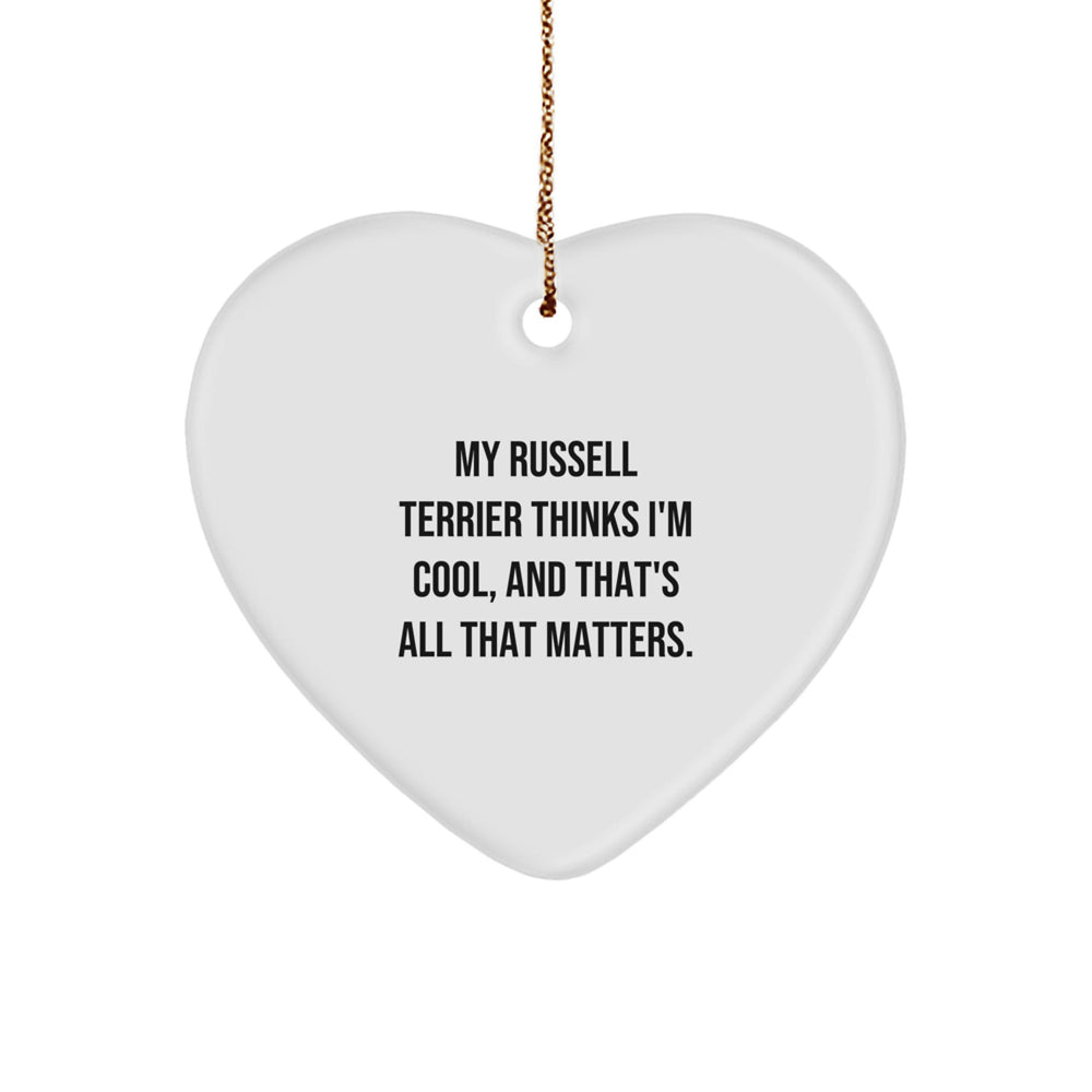 Funny Russell Terrier Dog Gifts from Men, Unique Heart Ornaments for Russell Terrier Dog Owners, My Russell Terrier Thinks I'm Cool, Gifts for Russell Terrier Dog Lovers at Christmas - Image 1