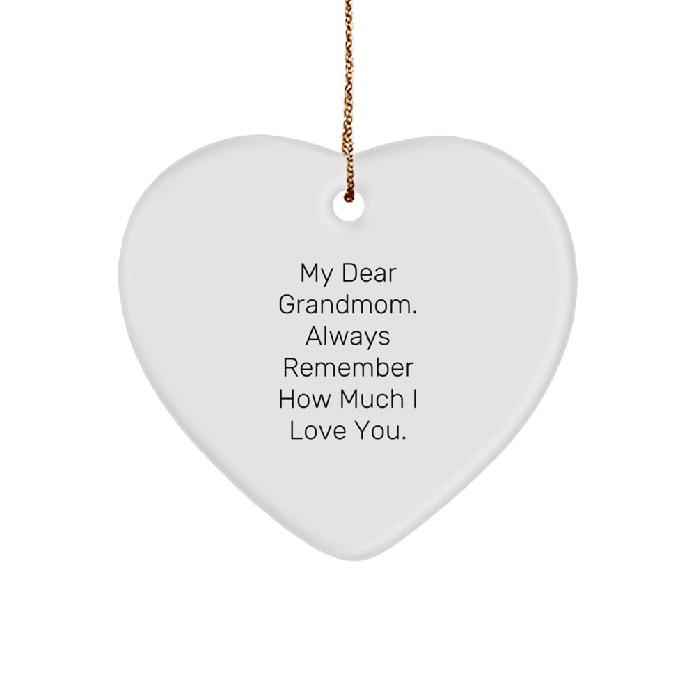 Heartfelt Grandmom Gifts from Men - 'My Dear Grandmom...' White Heart Ornament, Christmas Unique Presents for Grandma - Image 1