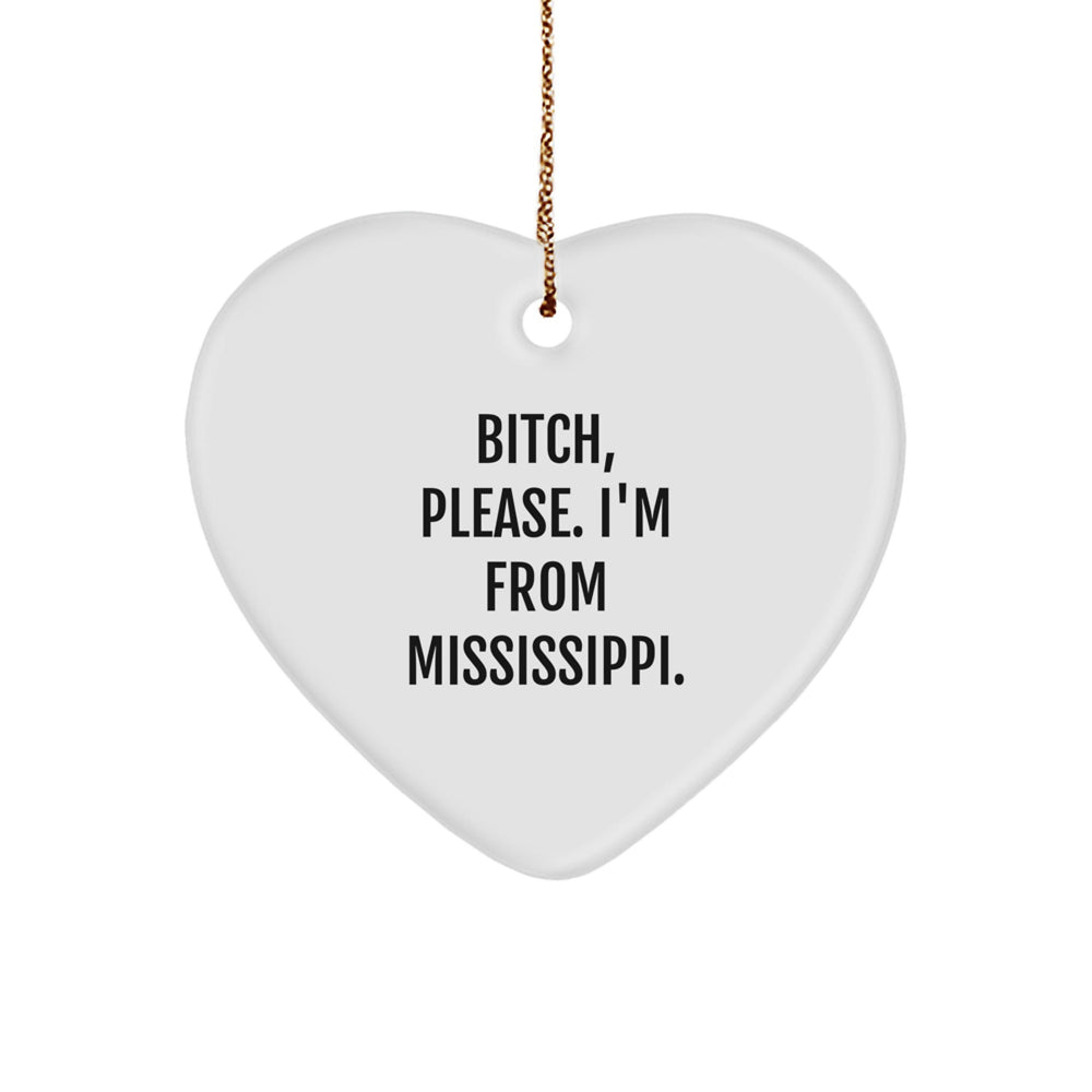 Mississippi Heart Ornament Gifts from Friends, B-tch Please, I'm From Mississippi, Christmas Unique Presents for Mississippi Women - Image 1