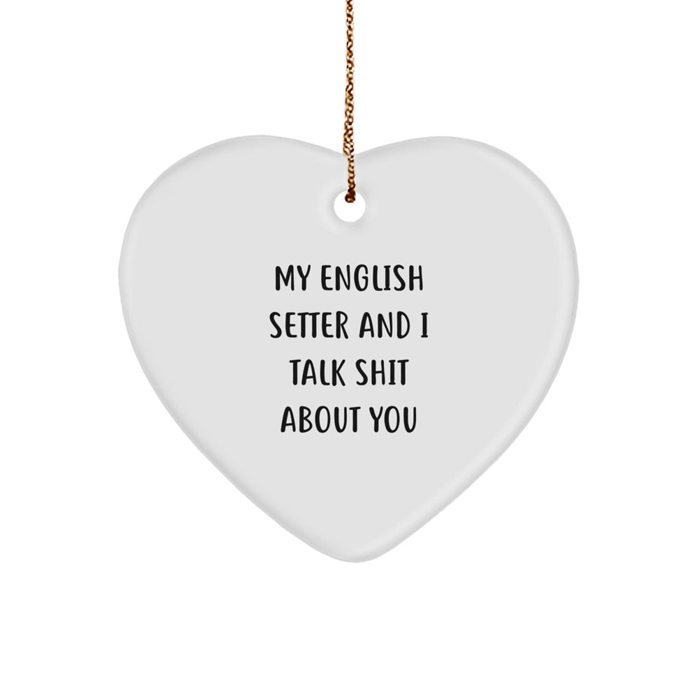 Funny English Setter Dog Gifts from Friends to Family for Christmas Unique Heart Ornament - Image 1