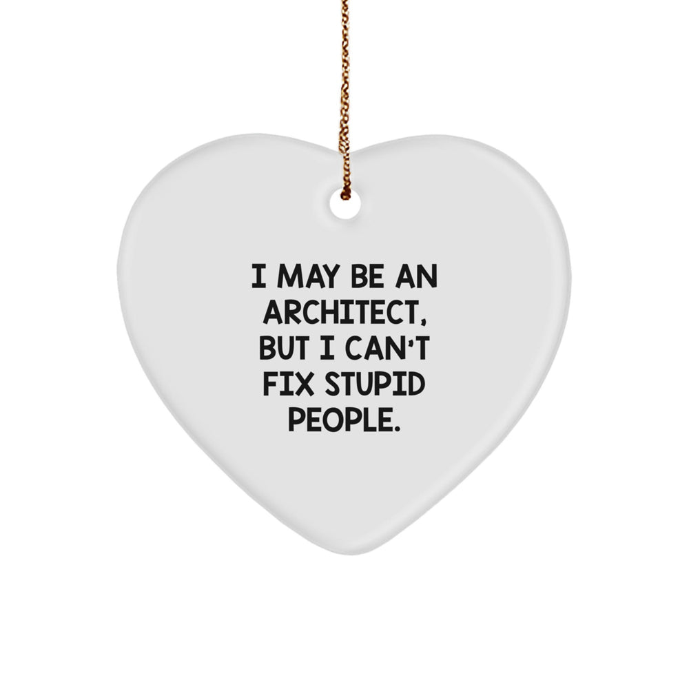Funny Architect Heart Ornament Gifts from Men to Friends and Family - I May Be An Architect, But I Can't Fix Stupid People - Unique Christmas Unique Gifts - Image 1