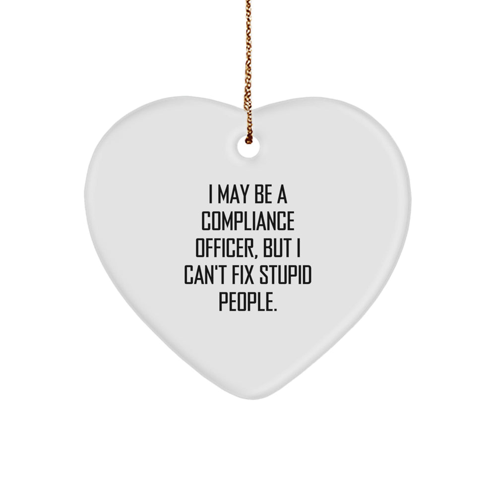 Compliance Officer Gifts Funny Quote Heart Ornament from Friends, I May Be A Compliance Officer, But I Can't Fix Stupid People Gifts for Compliance Officer - Image 1