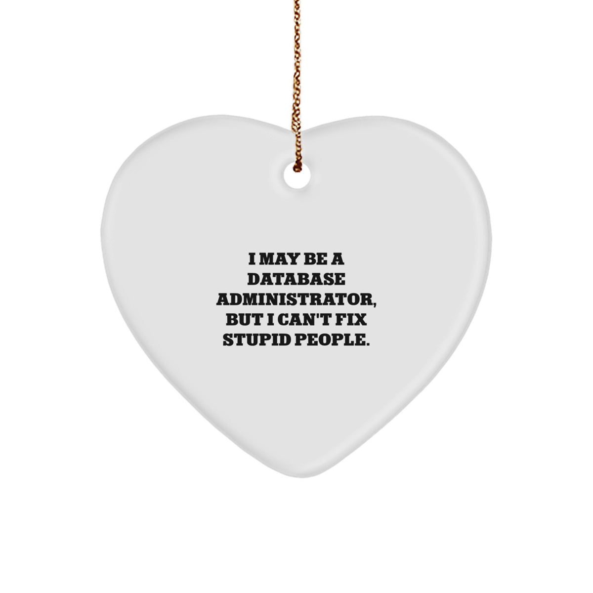 Funny Database Administrator Gifts from Friends, Christmas Unique Heart Ornaments for Men, Women, Coworkers, 'I May Be A Database Administrator, But I Can't Fix Stupid People.' - Image 1