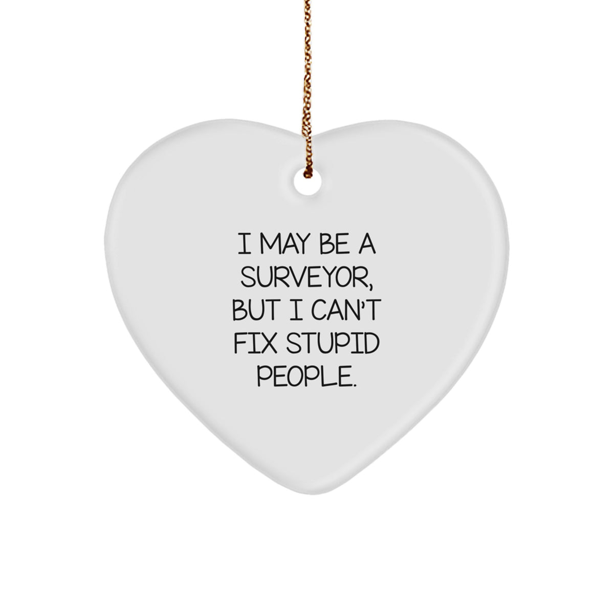 Funny Surveyor Heart Ornament Gifts from Friends for Men - 'I May Be A Surveyor, But I Can't Fix Stupid People' Christmas Unique Gifts - Image 1