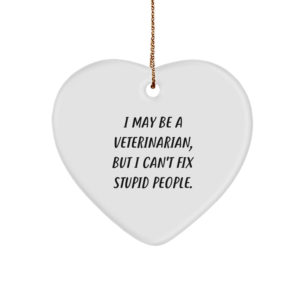 Funny Veterinarian Gifts for Men - I May Be A Veterinarian, But I Can't Fix Stupid People. - Heart Ornament Christmas Unique Gifts from Friends - Image 1
