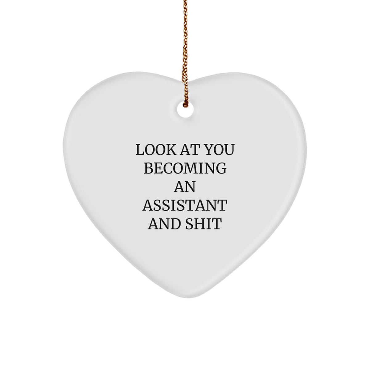 Funny Assistant Gifts from Friends to Coworkers - Heart Ornament with Quote 'Look At You Becoming An Assistant And Shit' - Christmas Unique Gifts for Men Women - Image 1