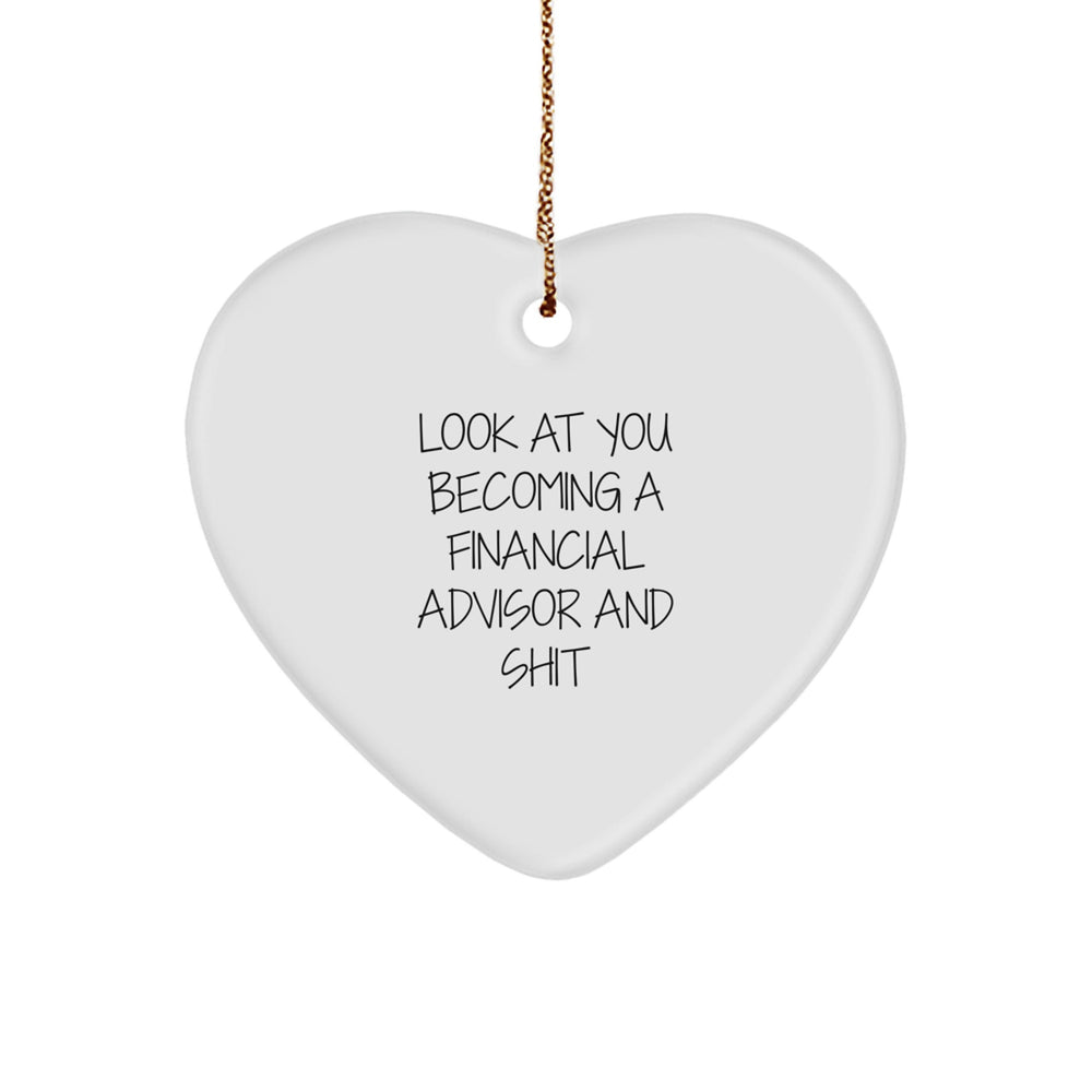 Funny Financial Advisor Gifts from Friends, Heart Ornament Look At You Becoming A Financial Advisor And Shit, Christmas Unique Gifts for Financial Advisor Men - Image 1