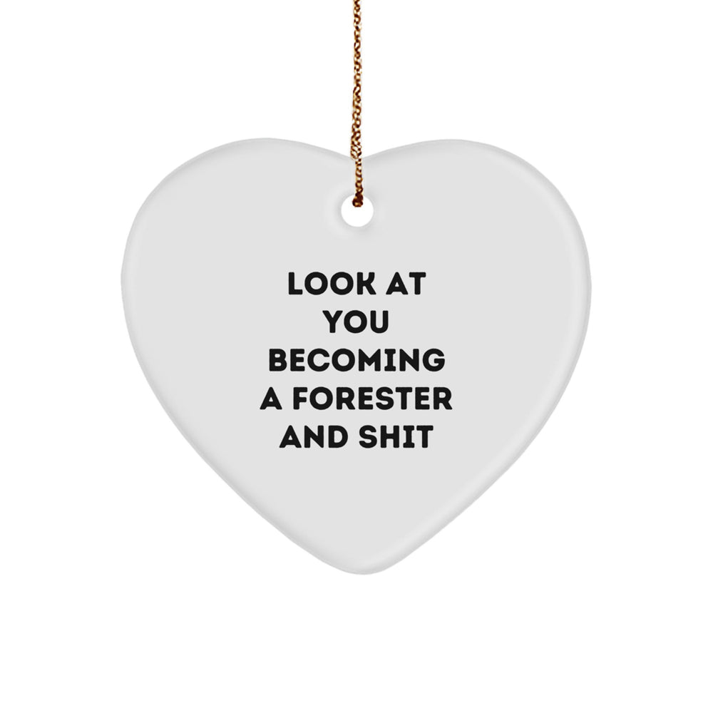Funny Forester Gifts Heart Ornament Quote Christmas Unique Gifts from Men to Forester Friends - Image 1