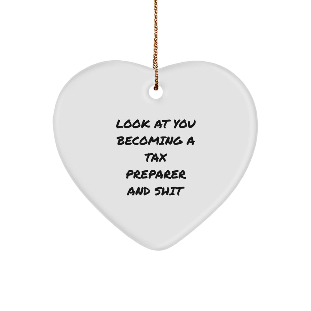 Funny Tax Preparer Gifts from Friends for Men, Women, and Coworkers - Look At You Becoming A 'Tax Preparer' And Shit Heart Ornament for Christmas Unique Gifts - Image 1