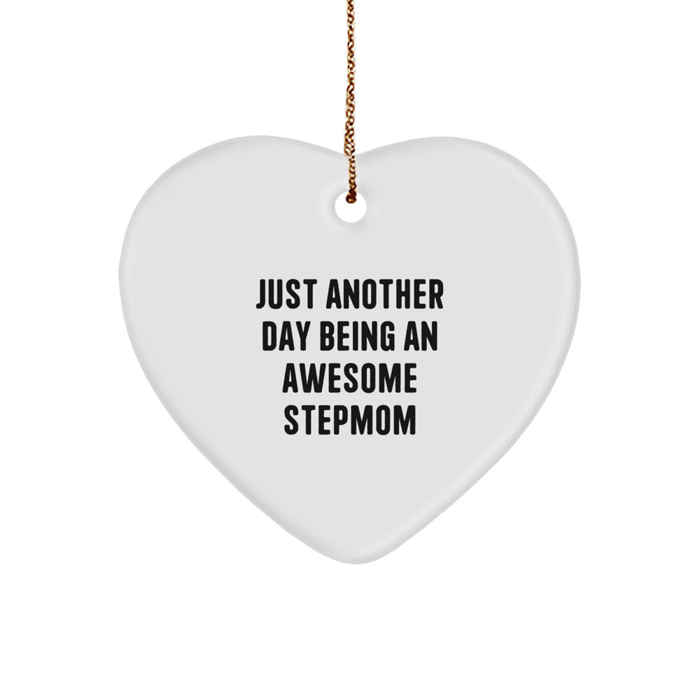 Funny Stepmom Heart Ornament Gifts for Christmas from Family, Stepmom Inspirational Quote, Heart Shaped - Image 1