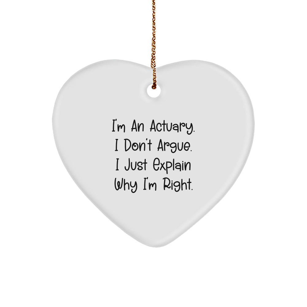 Funny Actuary Gifts from Friends, Heart Ornament for Actuaries Men, Women on Christmas - Image 1