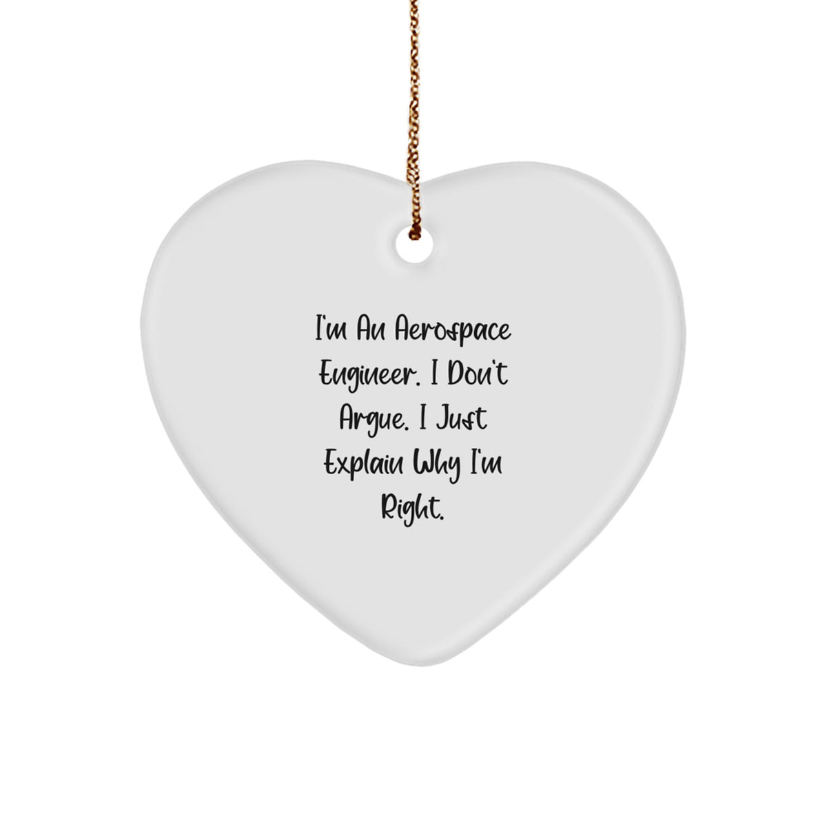 Funny Aerospace Engineer Gifts from Men to Women Coworkers - I Don't Argue Heart Ornament for Christmas Unique Gifts - Image 1