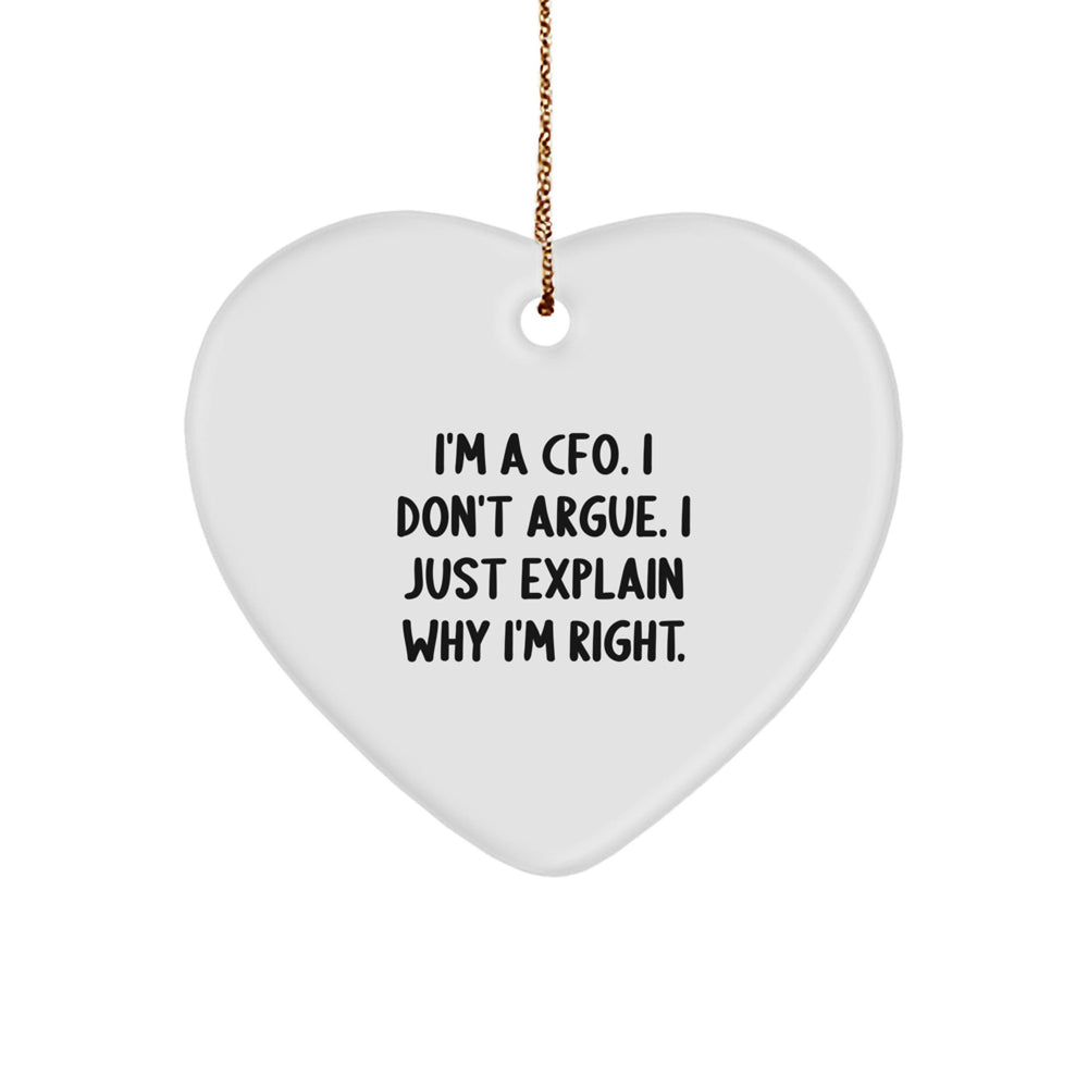 Funny CFO Gifts from Men to Women Friends Family Christmas Unique Heart Ornament Explaining Why I'm Right - Image 1