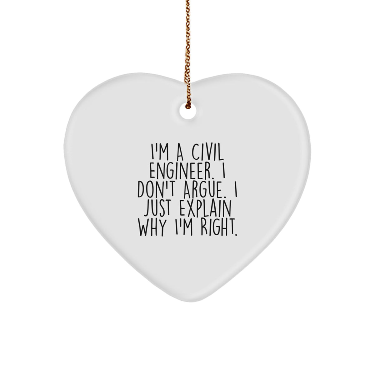 Civil Engineer Funny Heart Ornament Gifts for Him from Friends, Christmas Unique Heart Decoration - Image 1