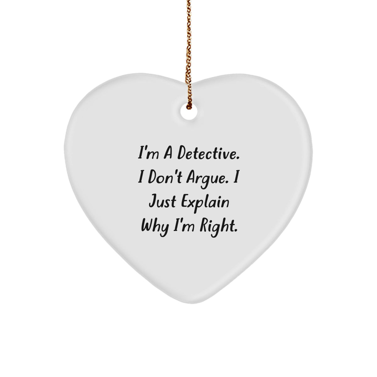 Fun Detective Heart Ornament Gifts from Friends - Cute Inspirational Christmas Unique Gifts for Detective Men Women Family - Image 1