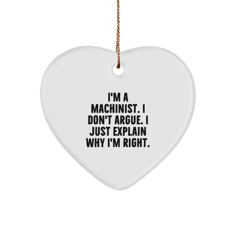 Funny Machinist Gifts from Friends to Family - Heart Ornament for Men, Women, Coworkers, Christmas Unique Gifts - Image 1