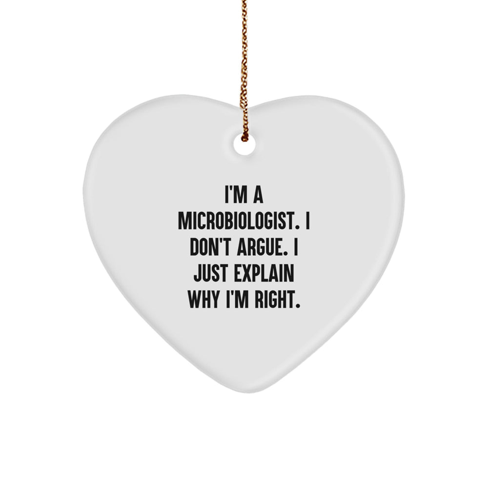 Funny Microbiologist Gifts from Men to Friends, Heart Ornament with Humorous Quote, Perfect Christmas Unique Gifts for Him or Her - Image 1