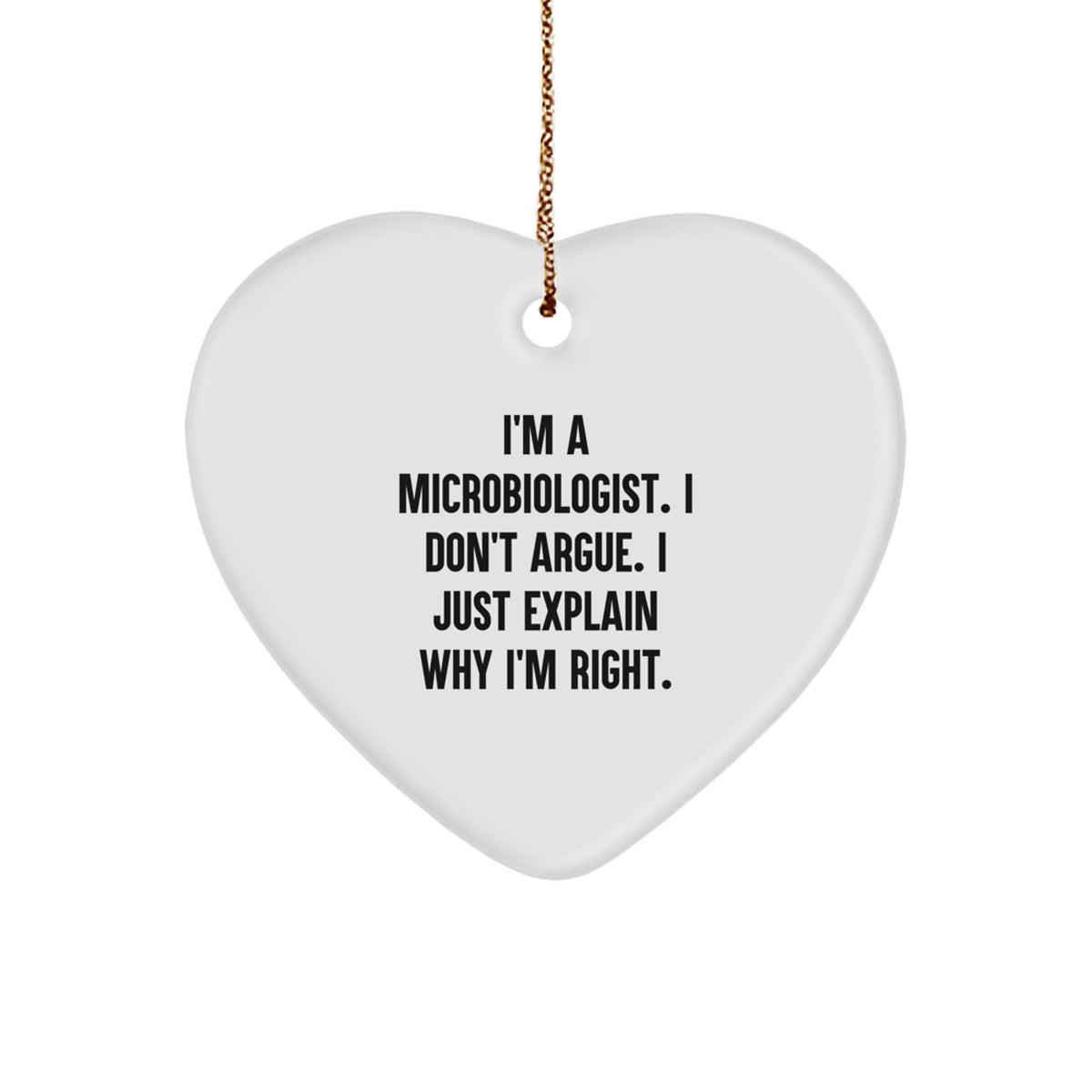 Funny Microbiologist Gifts from Men to Friends, Heart Ornament with Humorous Quote, Perfect Christmas Unique Gifts for Him or Her - Image 1