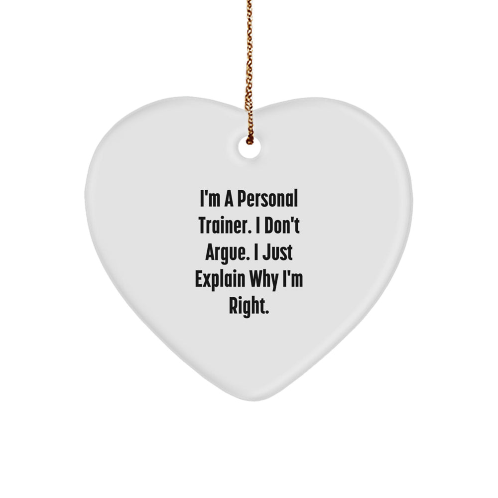 Fun Personal Trainer Christmas Unique Gifts from Friends - Heart Ornament with Inspirational Quote for Personal Trainer Men Women Coworkers Family - Image 1