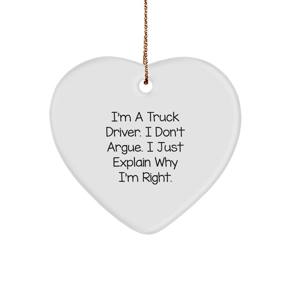 Funny Truck Driver Gifts from Friends, Unique Heart Ornament for Men, Christmas Decorations - Image 1