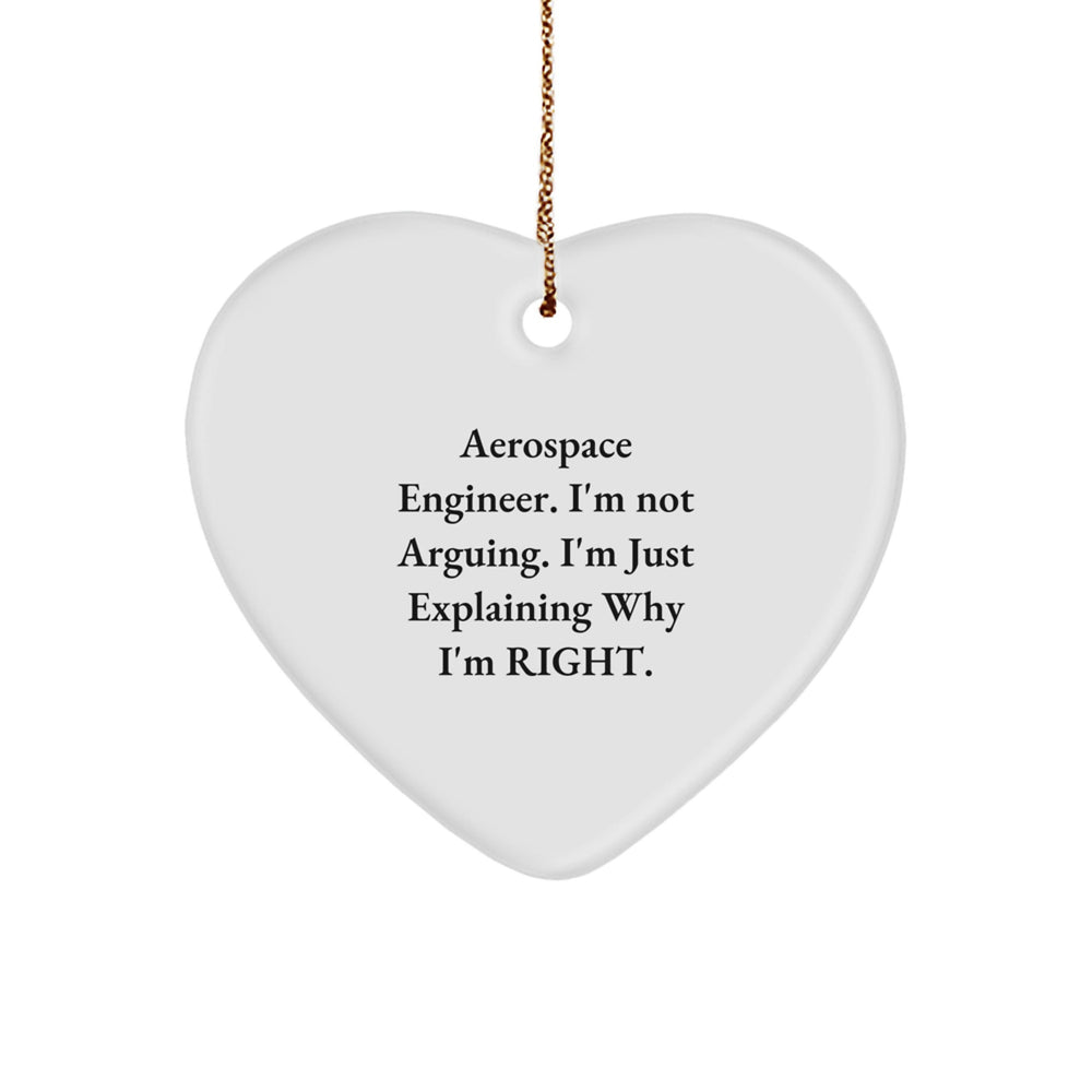 Funny Aerospace Engineer Gifts from Friends, Heart Ornaments for Aerospace Engineer Men, Christmas Unique Ornaments, ''I'm Not Arguing. I'm Just Explaining Why I'm Right.'' - Image 1