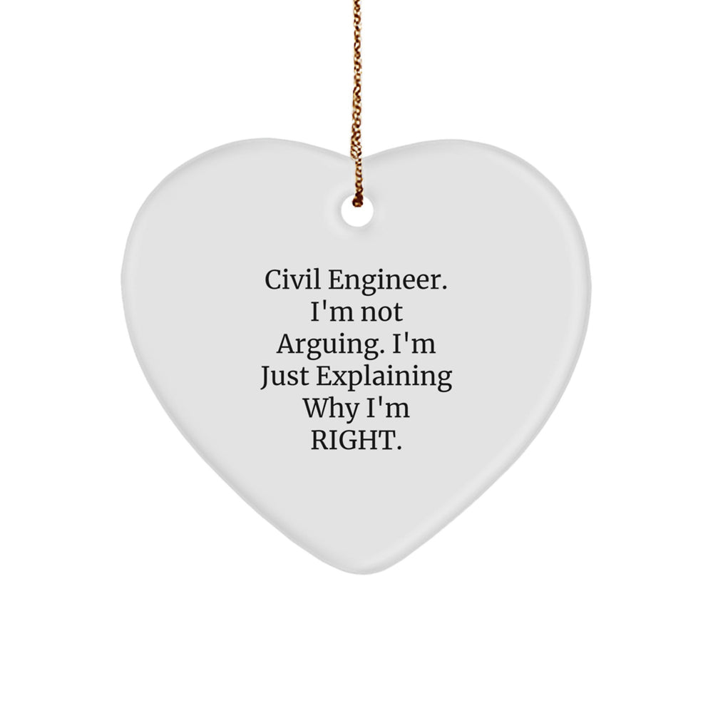 Civil Engineer Heart Ornament Funny Quote Gifts from Friends for Coworkers - Image 1