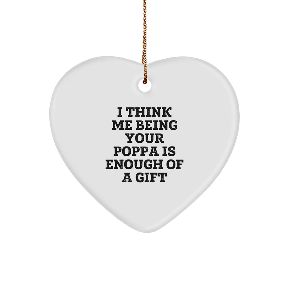 Funny Poppa Heart Ornament Gifts from Family for Dad on Christmas Unique Poppa Gifts - Image 1