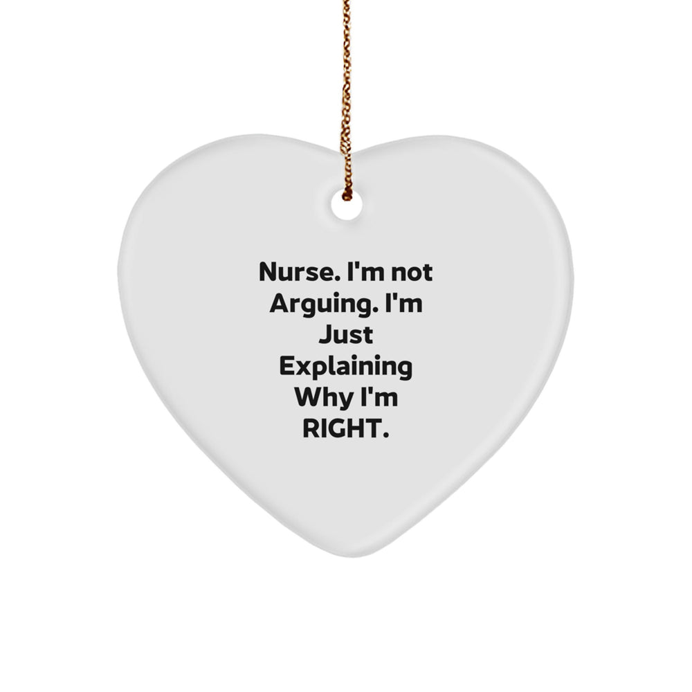 Funny Nurse Heart Ornament Gifts from Men to Friends, Unique Christmas Decorations for Nurses, Heart Shaped MDF Print with Gold Cord - Image 1