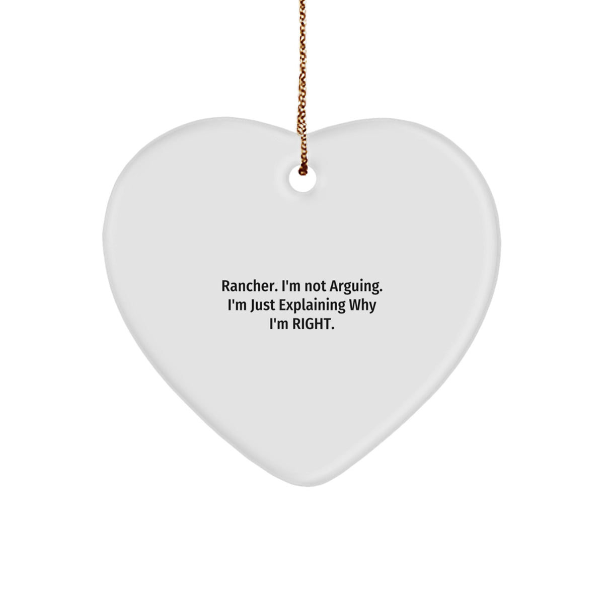 Funny Rancher Gifts from Men to Women Friends, Heart Ornaments for Christmas Unique Gifts, I'm Not Arguing Heart Shaped Ornament - Image 1