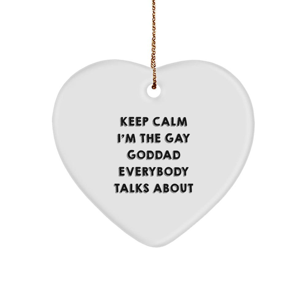 Funny Goddad Gifts, Heart Ornament Keeps Calm Decor, Unique Christmas Unique Gifts for Gay Goddad Men - Image 1