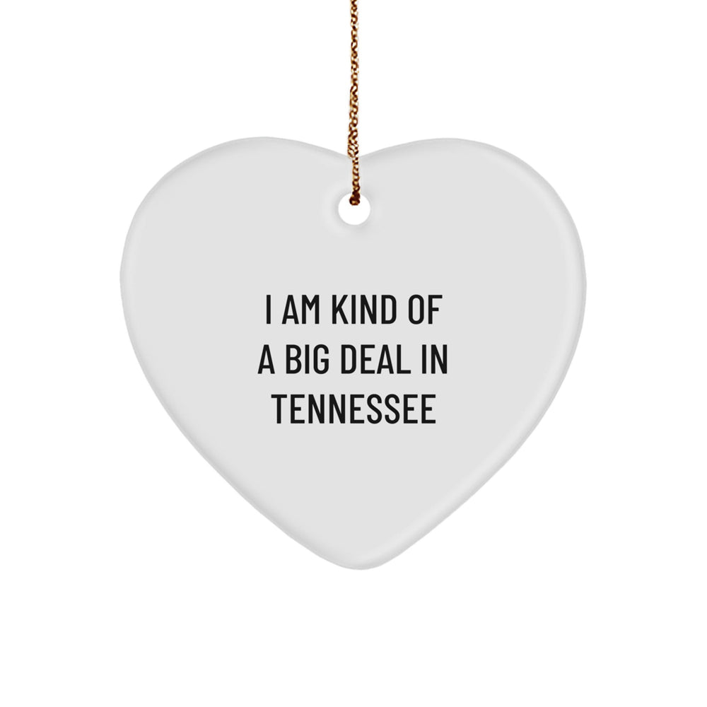 Tennessee Heart Ornament Gifts from Friends and Family - I Am Kind of a Prime Selection Quote, 2.75' Tall, White, Heart Shaped, Durable, and Lightweight for Christmas - Image 1