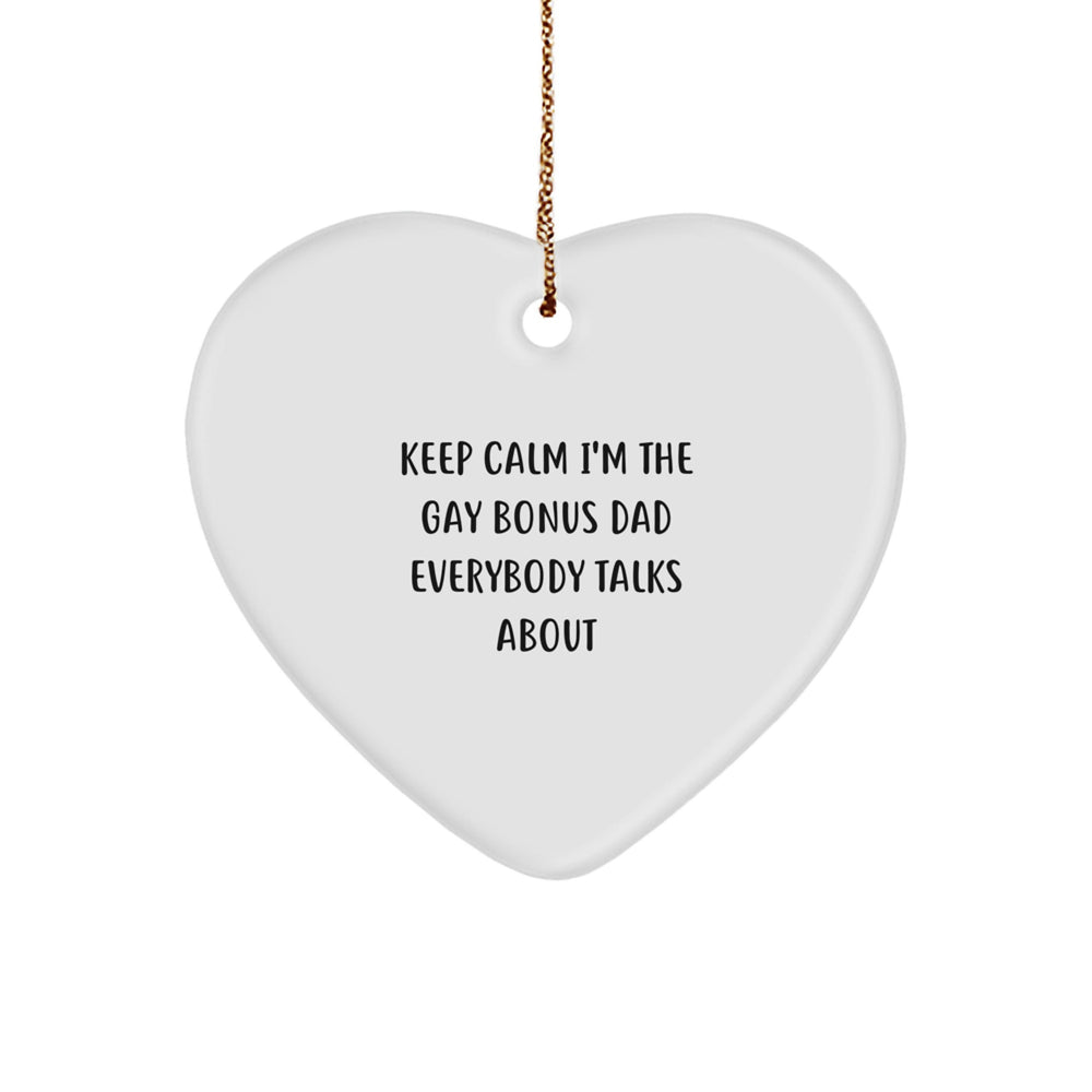 Funny Bonus Dad Heart Ornament Gifts from Men, Women, Family to Bonus Dad, Dad, Men, Christmas Unique Ornaments - Image 1