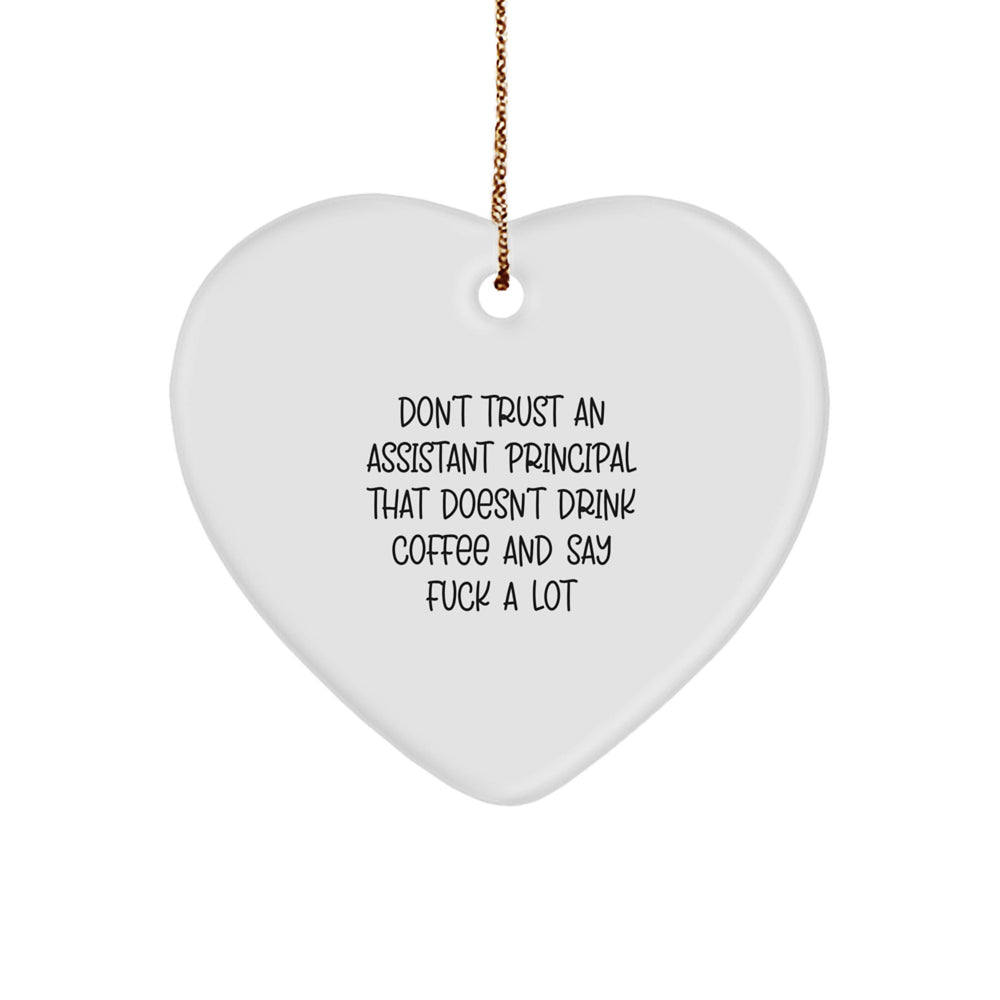 Funny Assistant Principal Heart Ornament Gifts from Men to Coworkers for Christmas, 'Don't Trust an Assistant Principal...' - Image 1