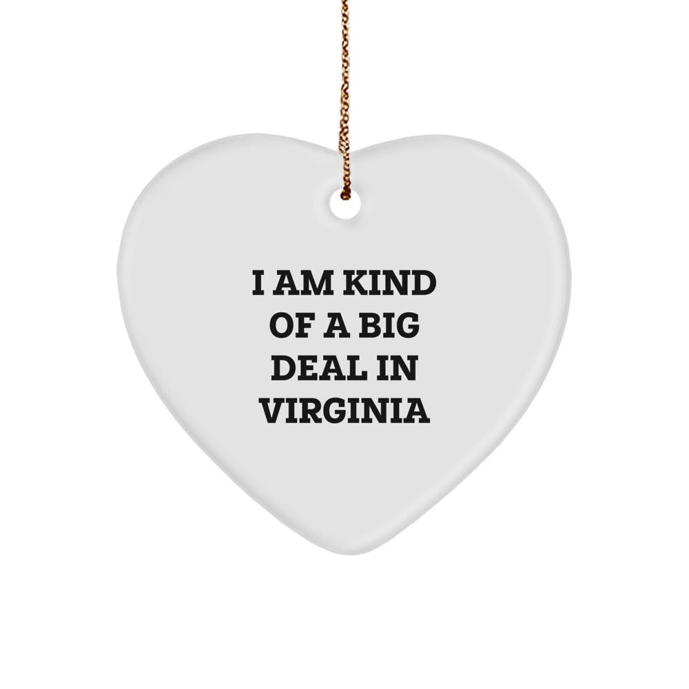 Funny Virginia Gifts from Friends Heart Ornament for Virginia Man with I Am Kind Of A Prime Selection In Virginia Quote, Christmas Unique Gifts for Men - Image 1