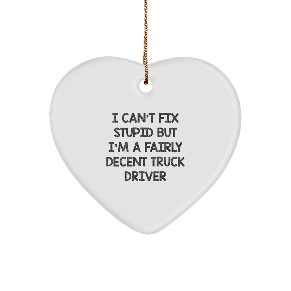 Funny Truck Driver Gifts from Friends - I'm A Fairly Decent Heart Ornament for Christmas Unique Gifts - Image 1