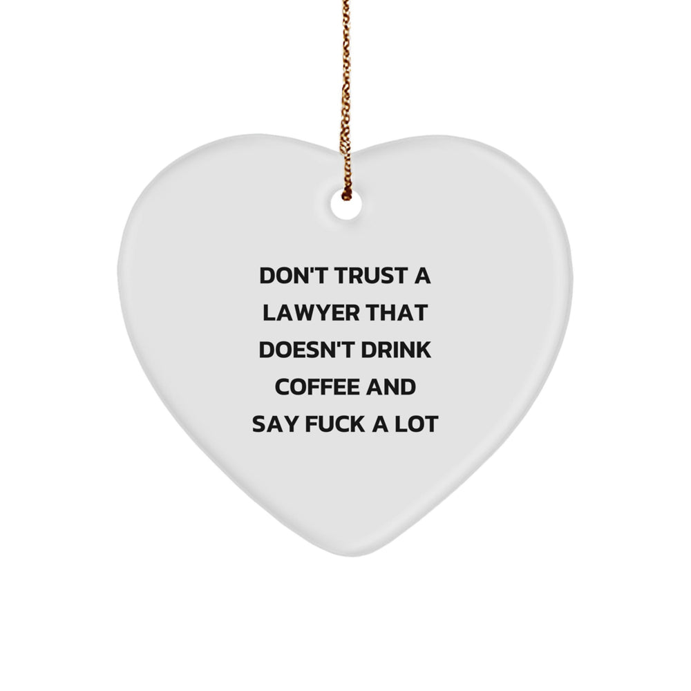 Funny Lawyer Gifts from Men, Gifts for Lawyer Colleagues, Heart Ornament for Christmas Unique Presents - Image 1