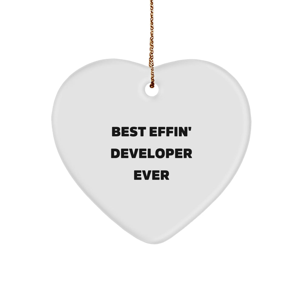 Funny Developer Gifts from Friends, Heart Ornament with Best Effin' Quote, Perfect Christmas Unique Gift for Men - Image 1