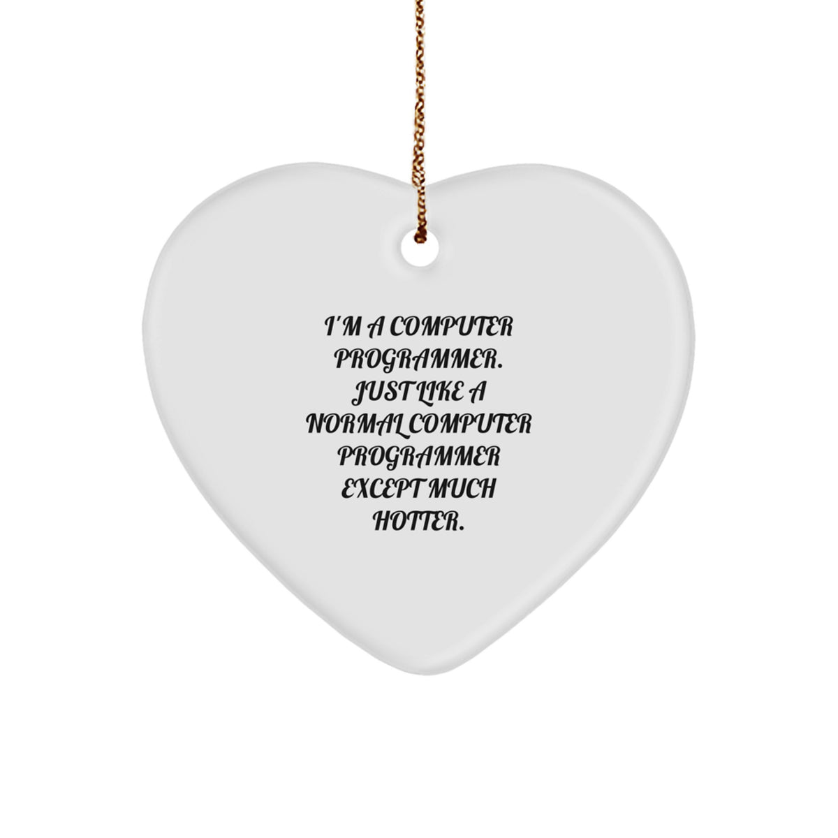 Computer Programmer Heart Ornament, Funny Quote Gifts from Men to Coworkers, Christmas Unique Gifts for Friends and Family - Image 1