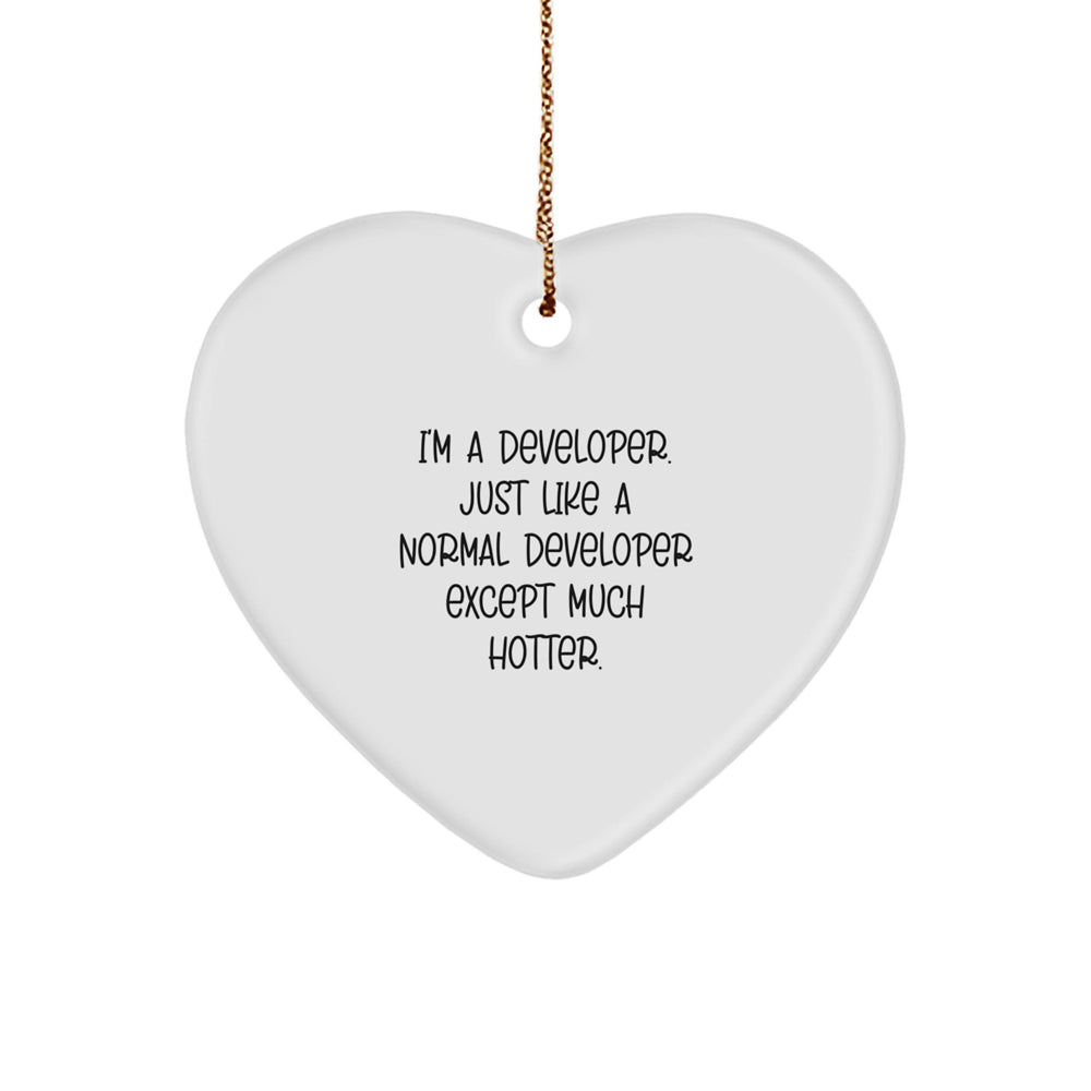 Developer Gifts, Funny Heart Ornament, 'I'm A Developer. Just Like A Normal Developer Except Much Hotter.' Christmas Unique Gift for Developer Friends, Coworkers, Family - Image 1