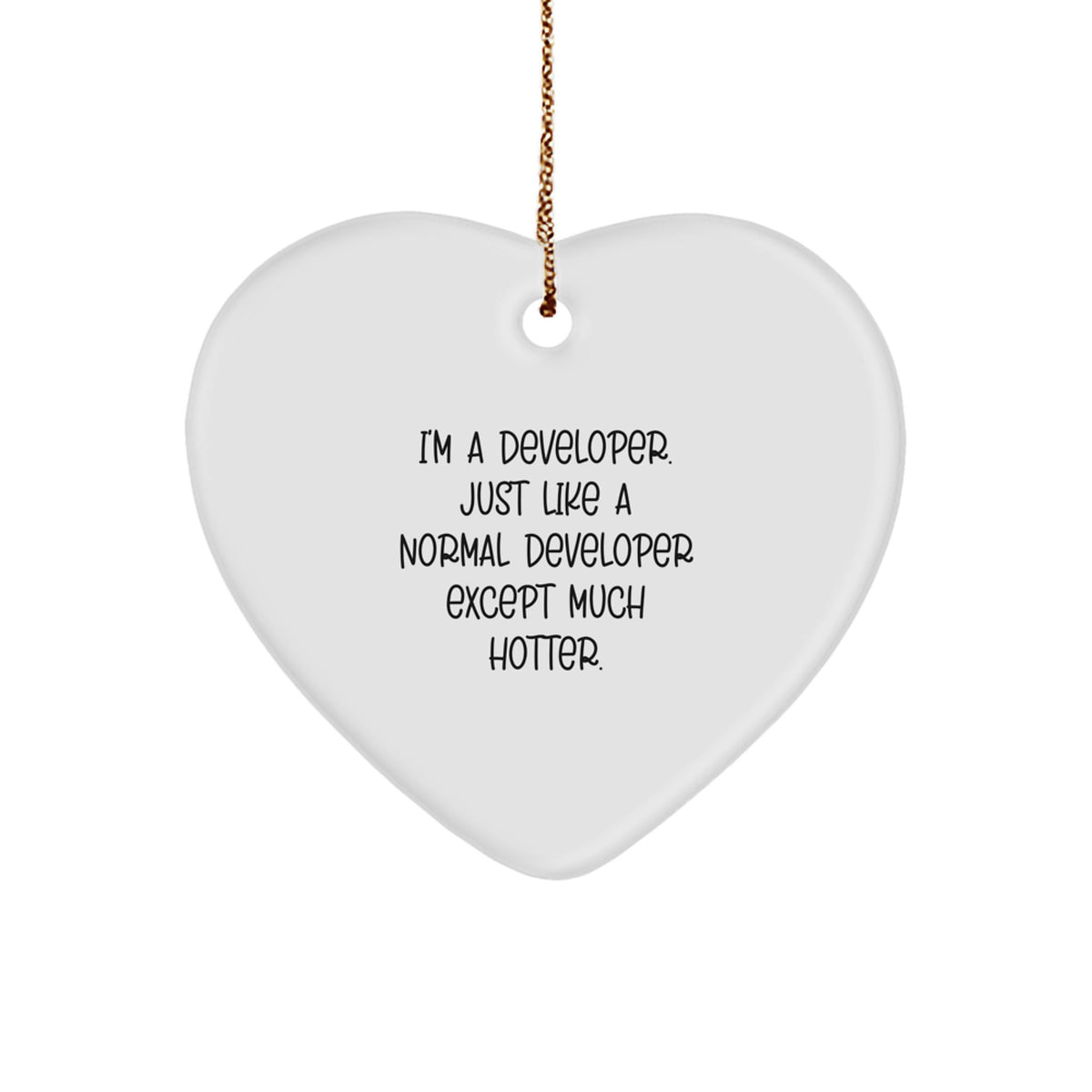 Developer Gifts, Funny Heart Ornament, 'I'm A Developer. Just Like A Normal Developer Except Much Hotter.' Christmas Unique Gift for Developer Friends, Coworkers, Family - Image 1