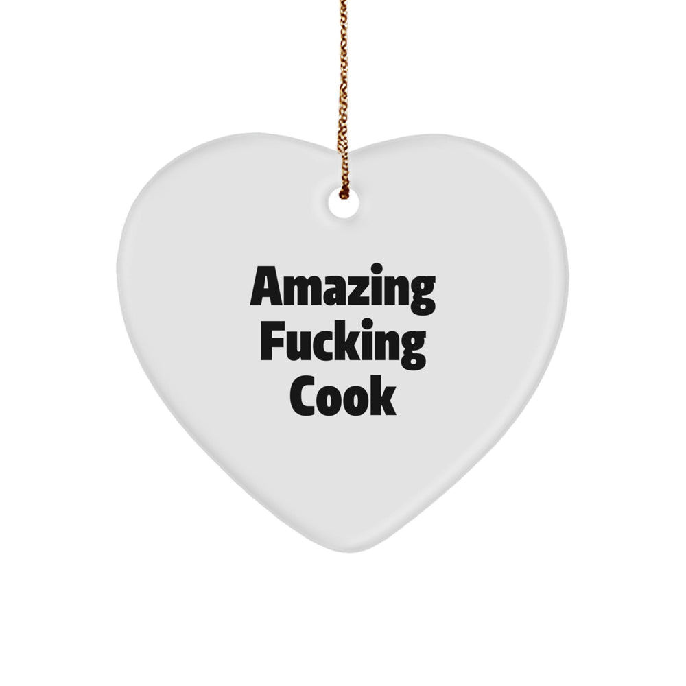 Funny Cook Gifts from Friends to Family - Amazing F--king Cook Heart Ornament for Christmas - Image 1