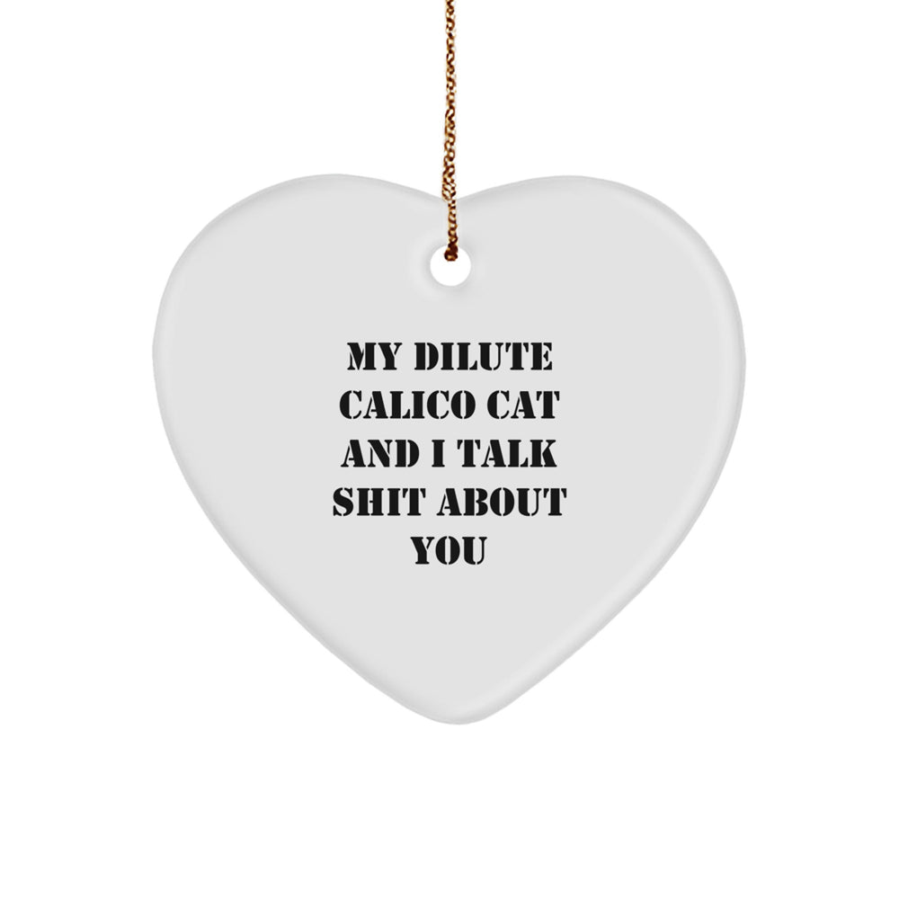 Dilute Calico Cat Funny Heart Ornament Gifts from Friends, Family, or Coworkers, Gifts for Men, Women, or Dilute Calico Cat Lovers, Christmas Unique Gifts - Image 1